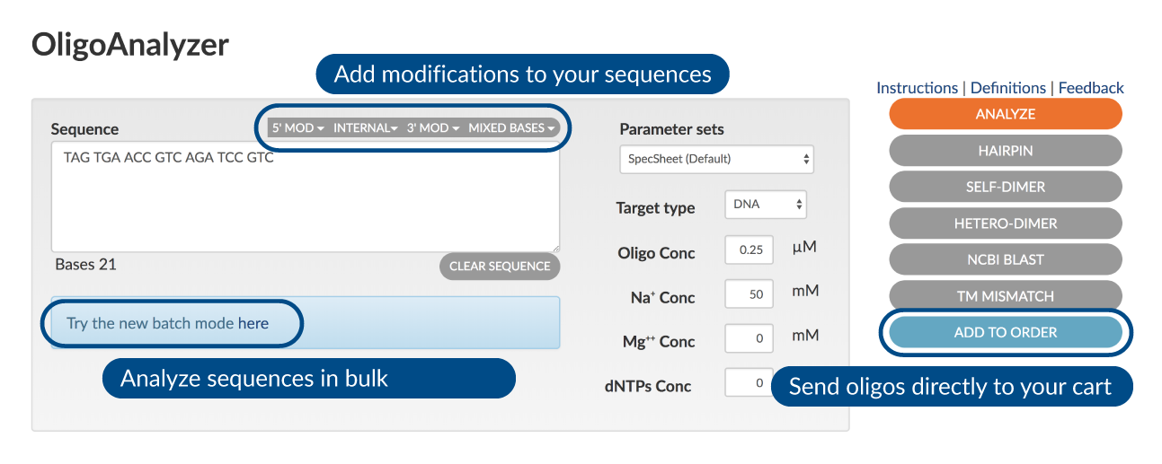 OligoAnalyzer screenshot