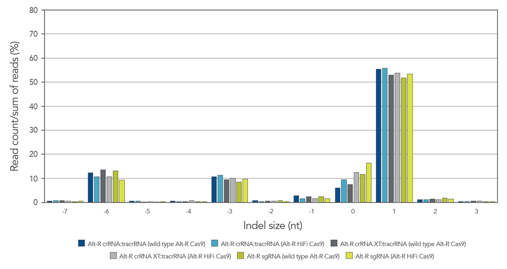 gRNA variants produce identical on-target repair profiles.
