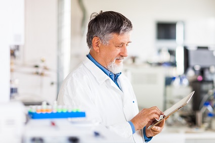 scientist using tablet