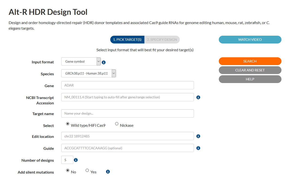 Alt-R CRISPR HDR Design Tool Screenshot